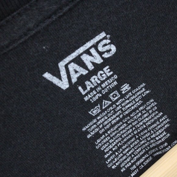 Vans T-shirt Men's Casual Black Long Sleeve Crewneck Big Logo Graphic Size L - Picture 6 of 9